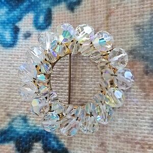 Vintage Aurora Borealis Beaded Brooch